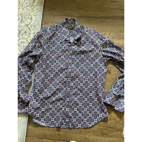 Chenaski Mens 70s Style Retro Red/Creme/Brown Moloko Funky Disco Shirt XXL 90’s - Picture 6 of 7